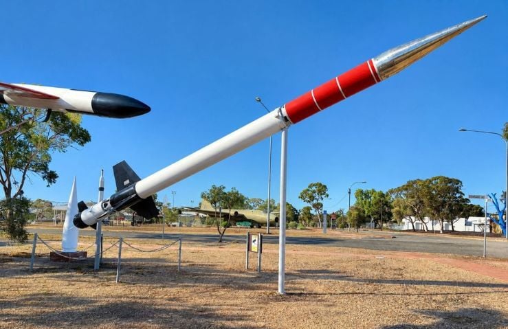 Missile on display outside in Woomera Village